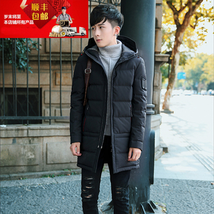 加厚修身 青年男士 新款 中长款 韩版 冬季 羽绒服男装 外套 特步2017冬装