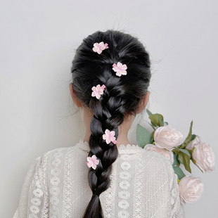 粉色樱花发夹儿童头饰超仙花朵夹子宝宝发卡小号扎发头绳可爱发圈