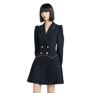 YESIR叶谦原创设计师春季 YES 气质复古西装 连衣裙 黑色优雅法式