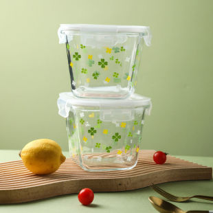 玻璃汤碗饭盒微波炉加热专用带盖水果便当盒方圆形密封保鲜盒组合