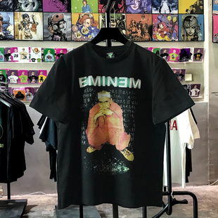 ins超火半袖 埃米纳姆Eminem印花t恤美国潮牌嘻哈歌手复古街头短袖