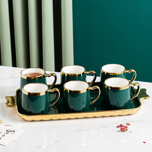 轻奢水具套装 茶杯茶壶茶具家用客厅待客水杯水壶陶瓷杯子 定制欧式