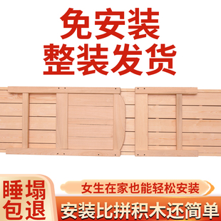 实木儿童床榉木婴儿床原木简约单人床带护栏高度可定制加宽拼接床