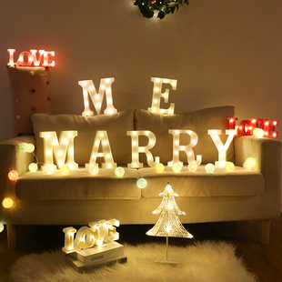 英文灯婚庆布橱窗字母灯LED数字灯装 饰灯道具后备箱表白求婚生日