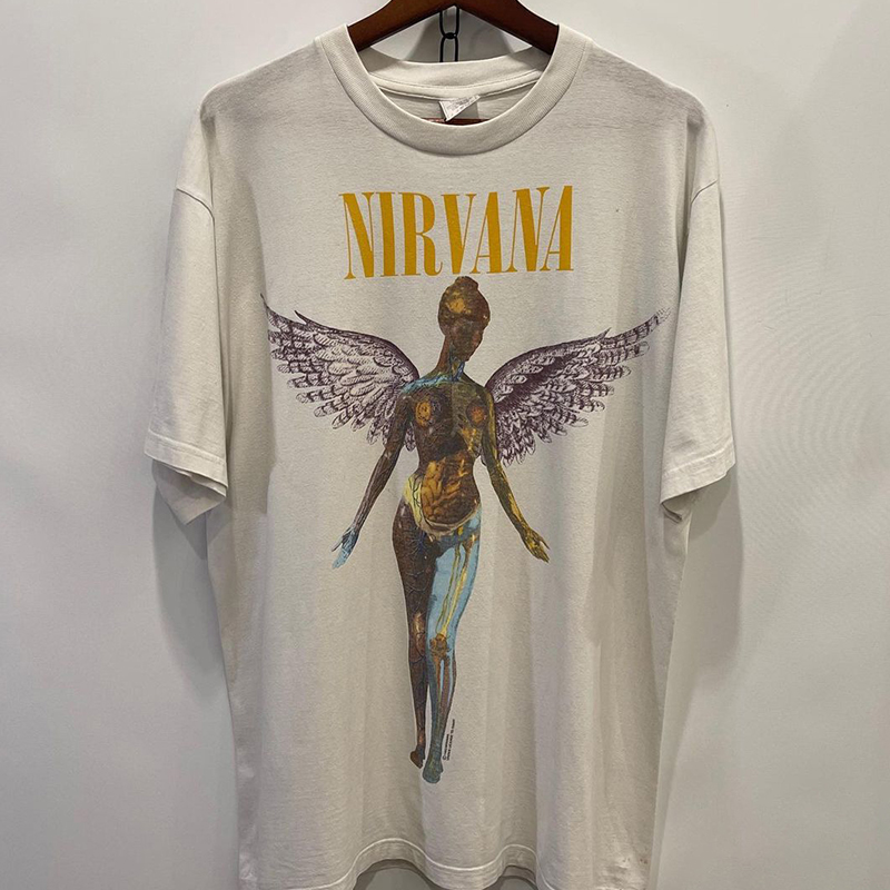 Nirvana涅槃天使乐队vintage复古小众短袖 男女嘻哈T恤潮 欧美经典