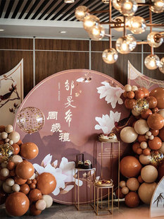 中国风背景板宝宝百天周岁生日派对气球布置装 饰舞台新背景墙kt板