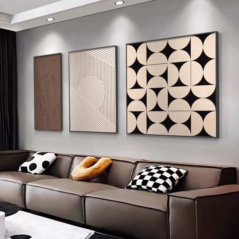 饰画抽象黑白灰创意组合沙发背景墙壁画现代极简约意式 挂画 客厅装