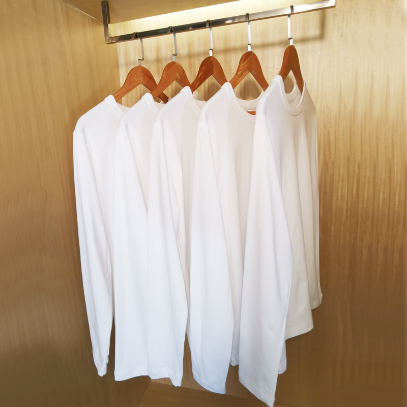 300g重磅纯棉长袖 t恤宽松纯色上衣白色体恤打底衫 内搭厚实男女款