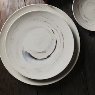 大理石纹餐具碗碟套装 家用 高端新骨瓷 家用西餐牛排陶瓷菜盘子