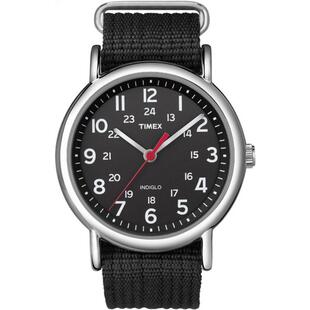 TIMEX天美时欧美手表男子美国代购 黑色尼龙表带黑色大表盘石英表