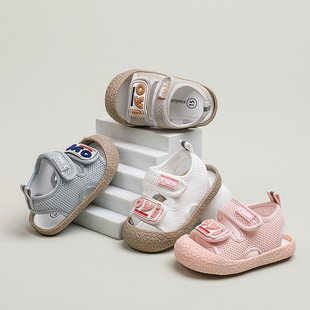 夏季 0一1 女宝宝凉鞋 婴幼儿透气防滑布鞋 2岁男小童包头软底学步鞋