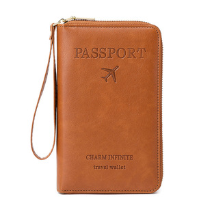 旅行拉链护照包男女长款 防消磁防盗刷护照夹机票证件收纳卡包钱包