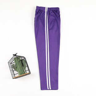 校裤 校服裤 紫色春夏款 子初高中小学生一条两道杠直筒宽松运动裤