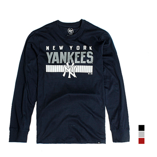 洋基队 秋季 MLB 圆领长袖 T恤薄棉质印花上衣青春流行休闲 NY男士
