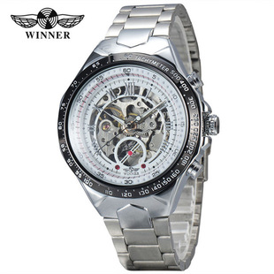 休闲银色1钢带手表士全自动款 机械手男商务圆形金属普通国产腕表