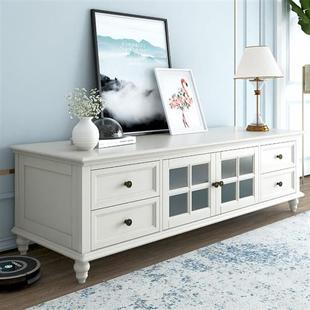 实木电视柜茶几组合套装 客厅家具卧室电视柜白色 定制三世木艺美式