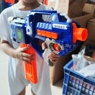 儿童电动连发软弹塑料玩具枪可发射海绵软蛋子弹吸盘手枪男孩仿真