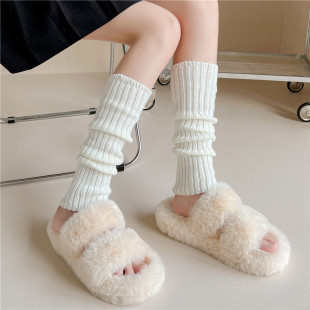 袜子女针织jk袜套白色长筒学生小腿袜秋冬保暖堆堆袜洛丽塔学院风