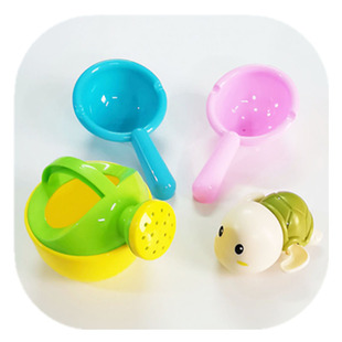 婴儿洗澡洗头杯洒水壶儿童戏水软胶水瓢水勺幼儿园游泳馆玩具鸭子