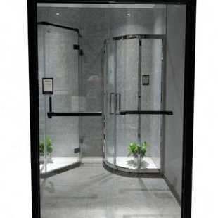 哑黑304不锈钢一字型隔断淋浴房浴室移门8mm钢化玻璃门定制定做.o