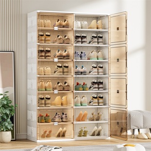 墙省空间靴子存放盒 柜折叠鞋 盒收纳盒透明鞋 鞋 架子收纳神器塑料鞋