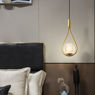 全铜吊灯北欧创意个性 客厅卧室餐厅灯简约家用吧台床头玻璃球 新款
