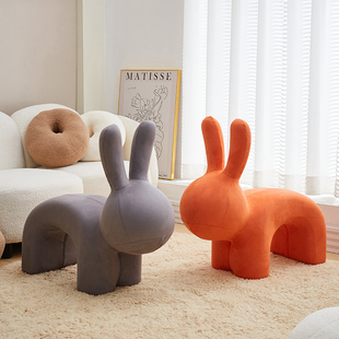 网红兔子凳动物坐凳座椅沙发旁客厅落地摆件装 饰乔迁新居搬家礼物