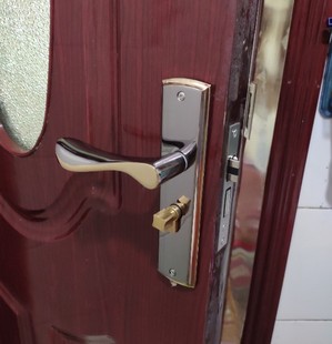 门锁家用通用型室内卧室房门锁静音黑色门锁实木门分体锁具磁吸
