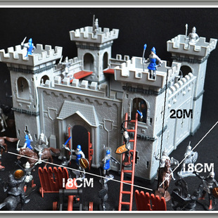 士兵玩具古代兵人中世纪战士骑兵投石车城堡攻城战争军事场景套装