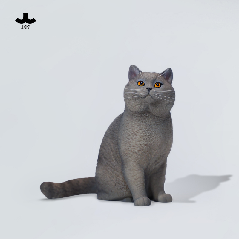仿真蓝猫摆件英国短毛小猫咪周边玩偶雕像手办模型公仔装 饰品 JXK