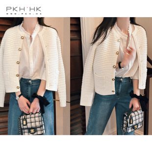 初种草 日常精致时髦立体粗棉线编织香风毛衣外套 PKH.HK特23新