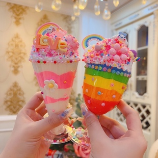 儿童手工制作DIY奶油胶冰淇淋杯材料包 仿真甜品超轻黏土益智玩具