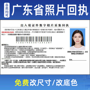 广东省护照港澳通行证回执相片电子照片数码 证件照出入境深圳广州