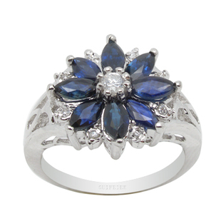 贵菲尔珠宝 925银天然蓝宝石戒指