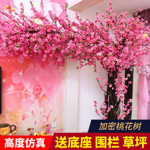 仿真桃树梅花树大型植物真树客厅室内摆件许愿树假花装 饰