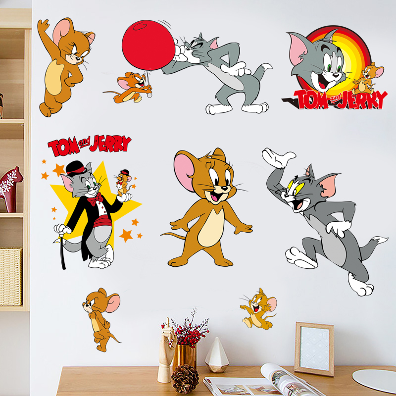 猫和老鼠卡通贴纸儿童房间宝宝汤姆杰瑞可爱贴纸墙面装 饰墙纸自粘