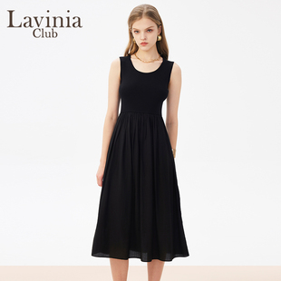 Lavinia法式 吊带小黑裙2024春新款 黑色针织拼接无袖 连衣裙L41L102