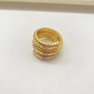 青岛饰品欧美风vintage中古高质感轻奢黄铜电镀保色真金蛇型戒指