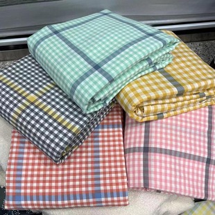 全棉水洗棉床单单件1.8米纯棉100小格子被单被套三件套ins少女风