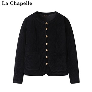 拉夏贝尔 Chapelle冬装 加棉加厚菱形格棉衣外套小个子宽松棉袄