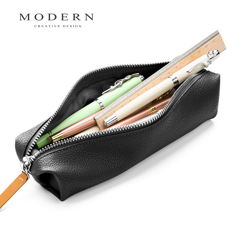 文具盒 铅笔盒简约多功能 德国MODERN真皮笔袋大容量男女高中生