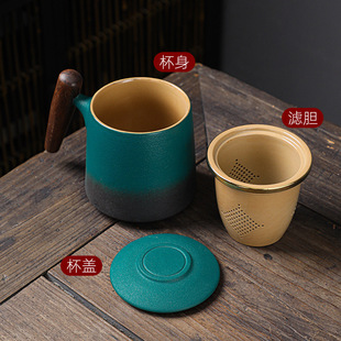 茶杯茶水分离杯陶瓷办公室过滤水杯大容量带盖杯商务礼品企业logo