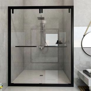 定制一字型钢化玻璃淋浴房简易洗澡房淋浴隔断移门屏风干湿分离