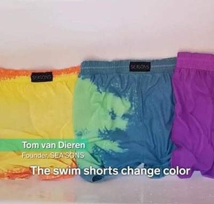 遇水变色沙滩裤 温度敏感 新款 运动健身裤 跑步透气速干五 游泳男士