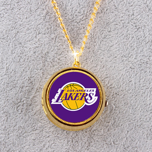 NBA詹姆斯科比湖人队徽怀表项链学生手表挂表创意定制照片礼品
