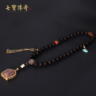 男女款 佛珠念珠绿松石手串 原创臻品 西藏老凤眼菩提子手持串