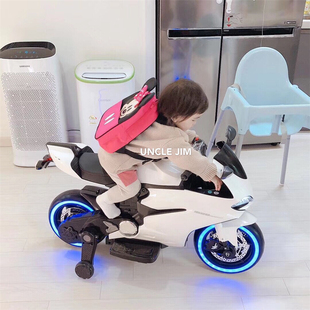 杜卡迪儿童电动摩托车男女宝宝双人充电骑可坐人超大号小孩玩具车