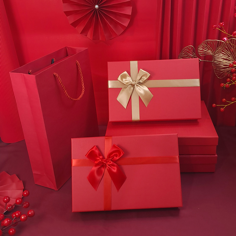 围巾睡衣高级感礼物盒结婚包装 盒定制 红色礼盒空盒子礼品盒高档装