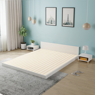 板式 床现代简约1.5m1.8米实木双人床出租房1.2米单人床榻榻米落地