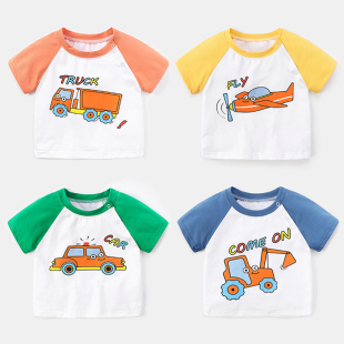 T恤卡通印花男童3岁夏装 1幼儿童宝宝女小童上衣洋气 婴儿衣服短袖
